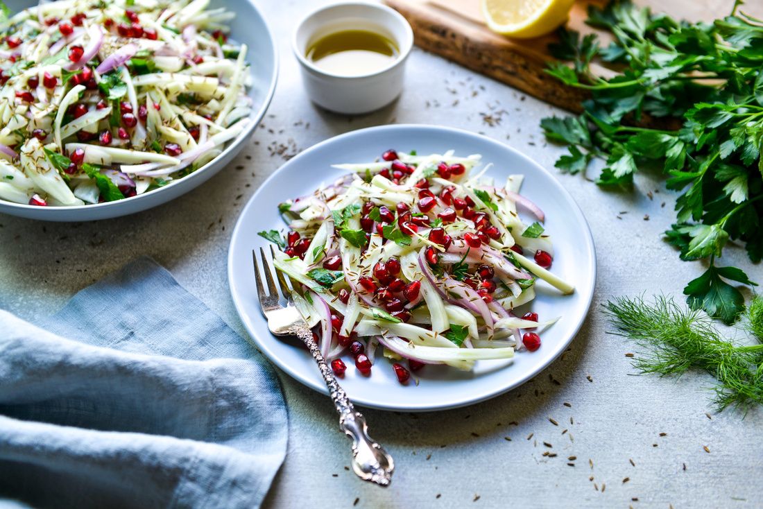 Fennel and Pomegranate Salad with Toasted Cumin Seeds Nourishing Meals®